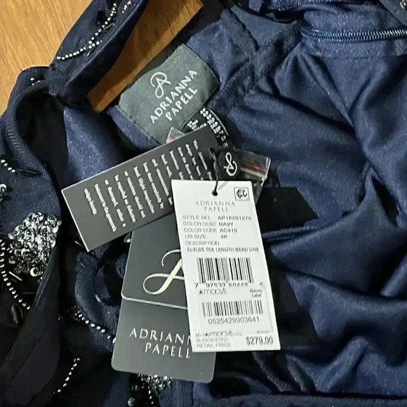 NWT Adrianna Papell Womens Sleeveless Tea Length Floral Sequin Cocktail Dress 4P - Picture 15 of 16